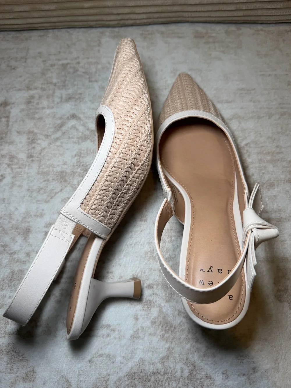 A New Day Milan Raffia Slingback Heels Beige Women’s Size 8